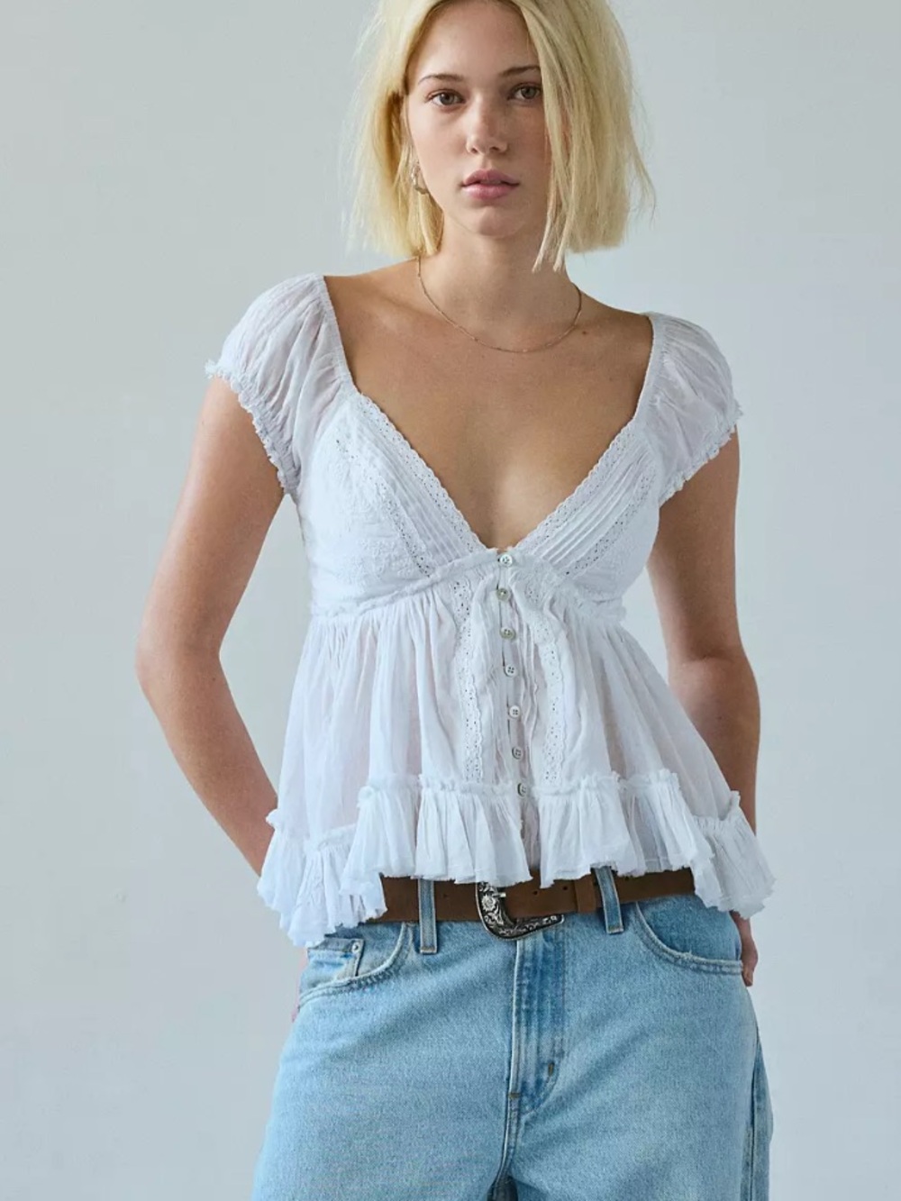 KIRIOIS LOS ANGELES, summer embroidery soft light weight top size S